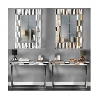 2020 Most Popular  High Quality Modern Luxury Stainless steel  Mirrored Console Table With Mirror Hallway Table Hot Sale