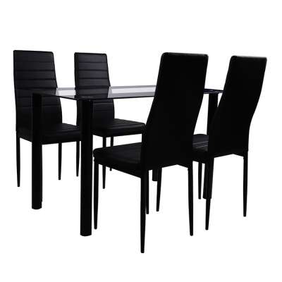 Indoor Dining Tables 6 Dining chairs Home Furniture Modern Dinning Table and Chairs Glass top Kitchen dining table sets square