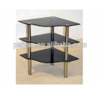 Modern Cheap Three Layers Black Tempered Glass Corner Table