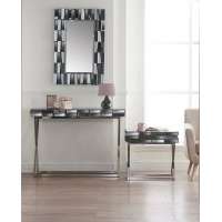 2020 Most Popular High Quality Luxury Stainless steel  Grey Mirrored Console Table With 3D Wall Mirror Hallway Table