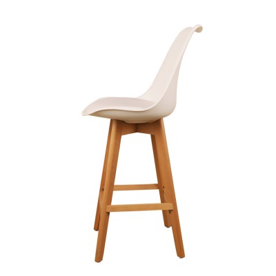 High quality plastic seatrest with cushion wooden leg bar chair for bar high table