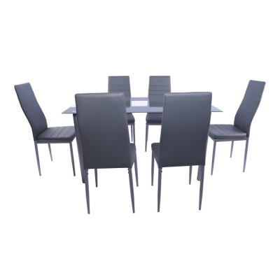 Indoor table and chairs Tempered Glass Top with 6/4 Leather Chairs for Dining Room Kitchen Furniture dining table Sets